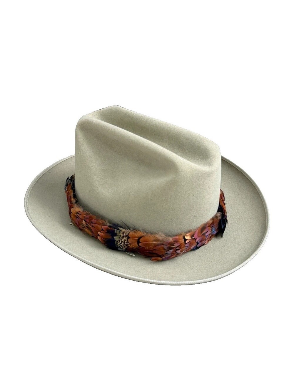 Vintage Resistol San Antonio XXX Beaver Cowboy Hat Silver Belly 7 1/4 Feather